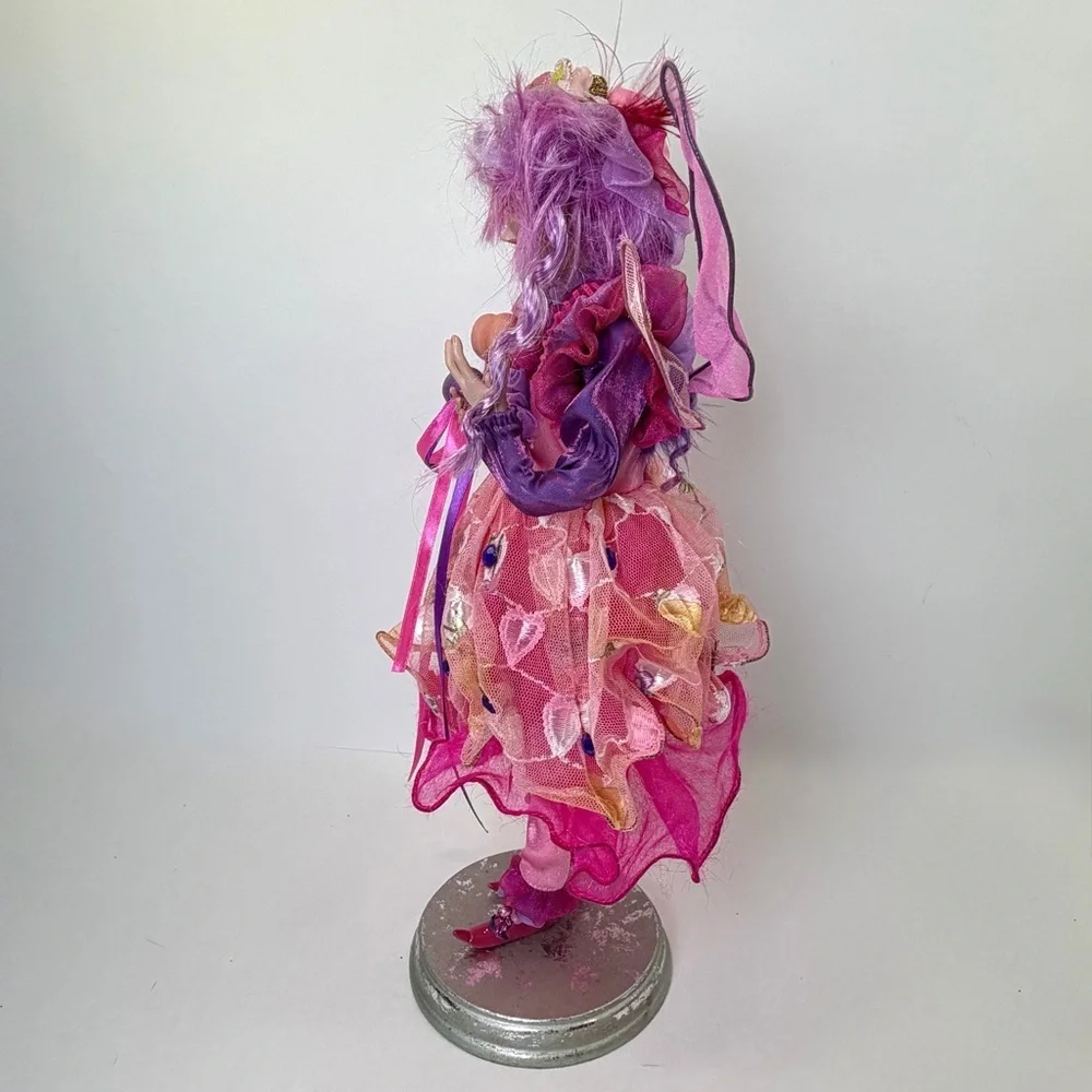 Vintage Whimsical Easter Fairy Figurine Pink Purple Egg Pixie Spring Decor 15”